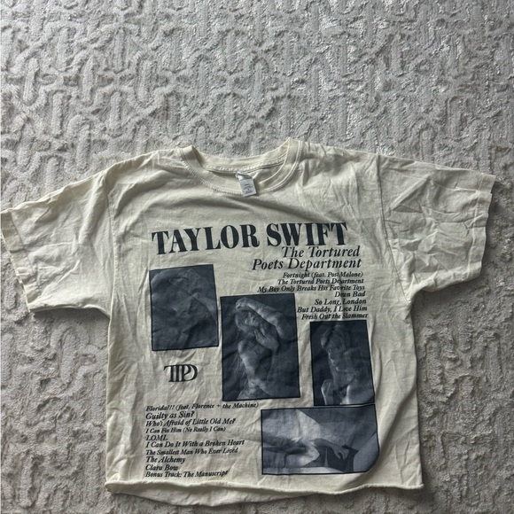 M&O Gold Tops - Taylor Swift Cream Graphic Crop Top